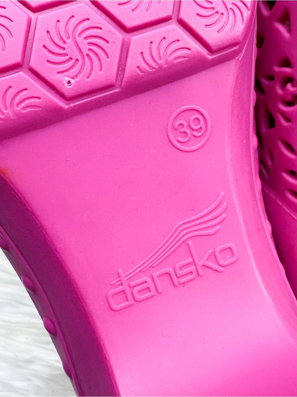 Dansko Pippa Molded Clog Shoe Hot Pink Barbie Lasercut Orthopedic Arch Support - Picture 13 of 13